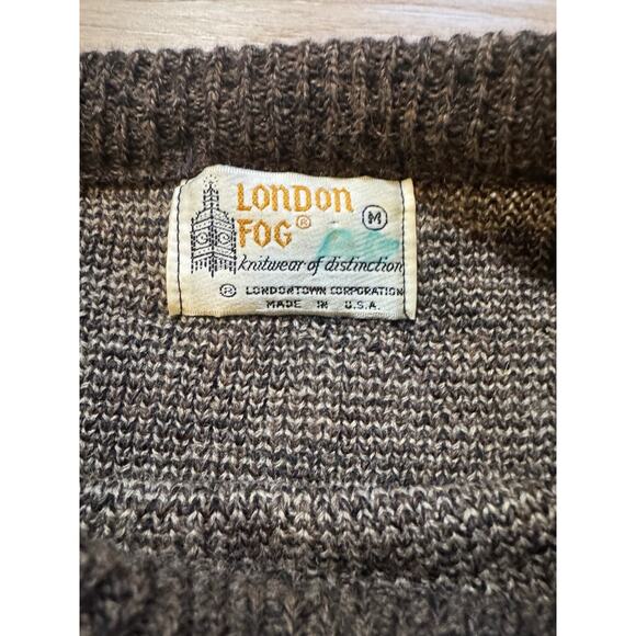 Vintage 80s Grandpacore Knit Sweater Brown Floral Medium London Fog USA Unisex - Picture 3 of 11